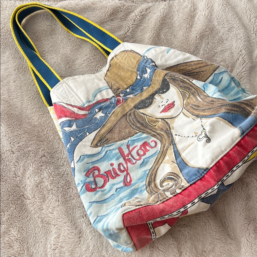 Brighton Women's Artistic Canvas Tote with Red and Blue Accents